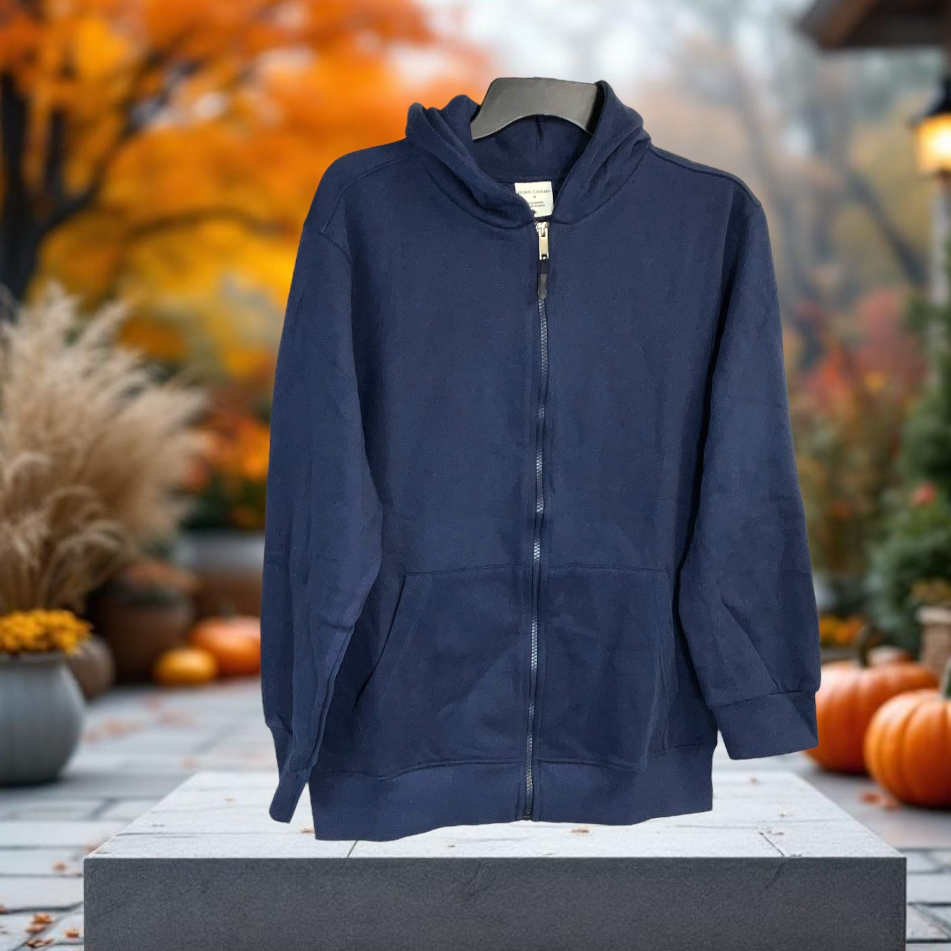 Pure Champ Navy Zip Fleecy Soft Inside Sweatshirt Hoodie Adult Small