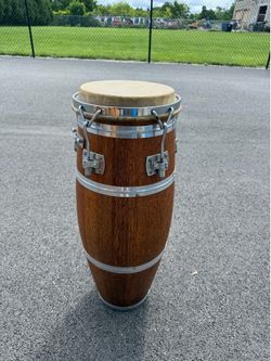 Wood Conga Drum 31” Tall with Natural Rawhide Head – Hand Percussion Instrument