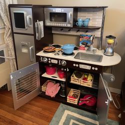 KidKraft Uptown Espresso Kids Kitchen With Food/Accessories
