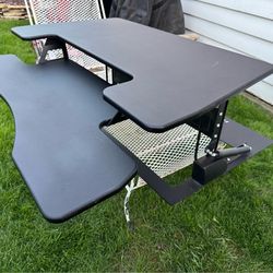 Fancierstudio sit stand riser desk-very good condition- Fits dual monitor set up