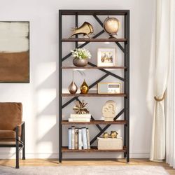 New 71" Bookshelf, Industrial Etagere  6 Shelf Display Rack