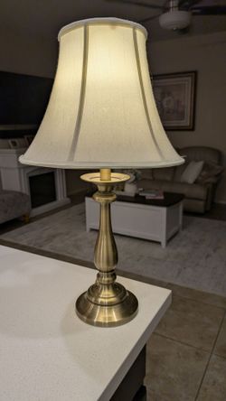 Brass Table Lamp with Cream Shade