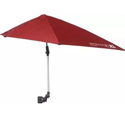 Versa-brella XL Firebrick Red With Universal Clamp 2 Push Button 360° Rotate Like New