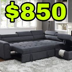 Beautiful New Sectional Sofa Bed W/ Storage Ottoman & Adjustable Headrests Only $850!!!