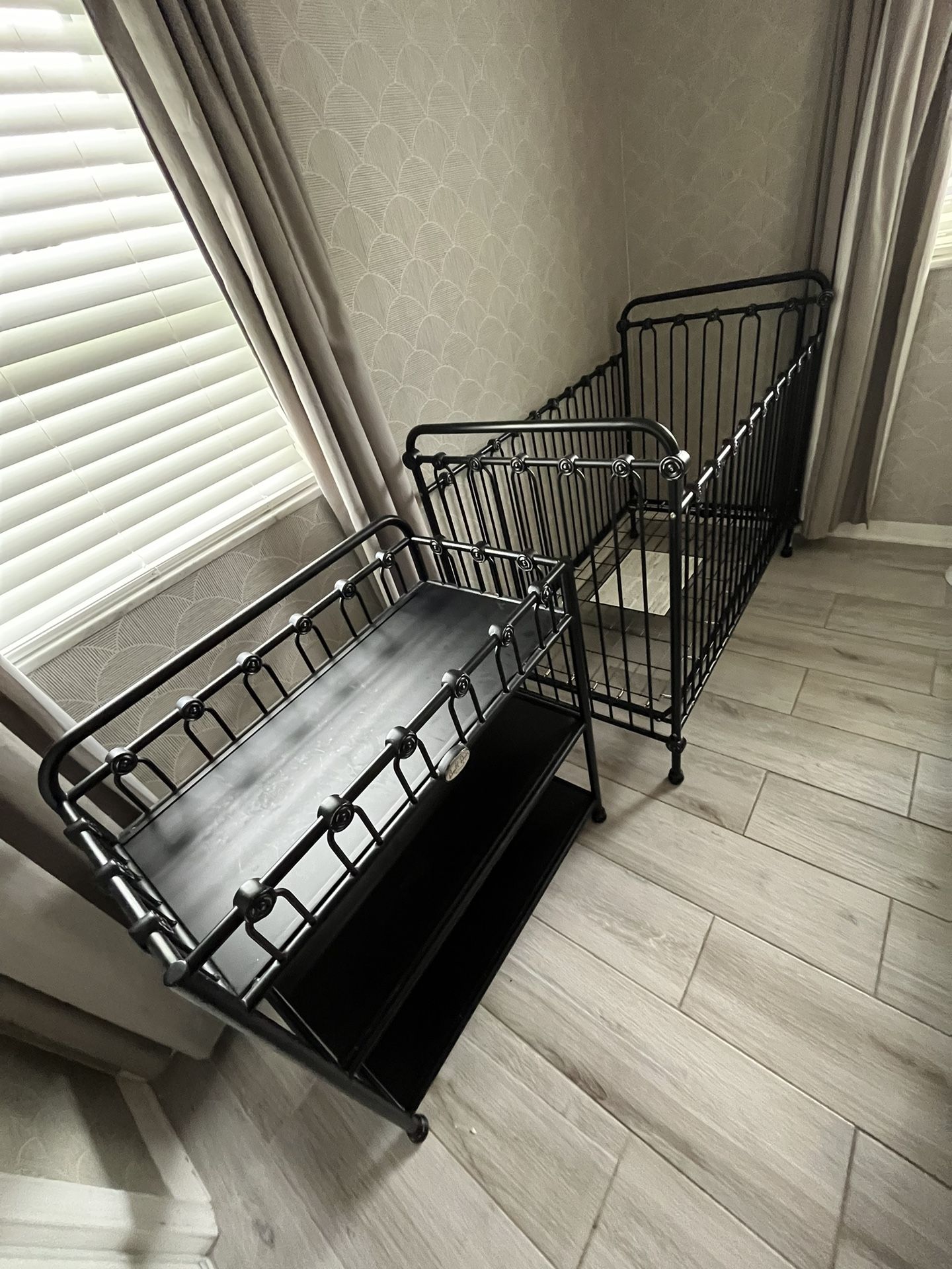 Bratt Decor Joy Collection Distressed Black Crib, + Changing Table Combo