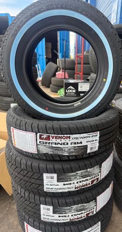 Venom Power Grand Am (Classic White Walls) ​Size: 175/70R14 ​Best Fit: Classic cars, lowriders, and vintage sedans like the Chevy Impala or Cadillac F