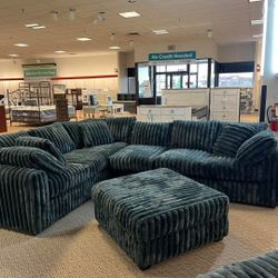 Madness Gun Metal Corduroy Sectional Couch Living Room Furniture 👉 PLEASE ASK FOR JON GREEN WHEN YOU ARRIVE!