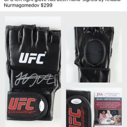 UFC left fight glove has been hand-signed by Khabib Nurmagomedov $299