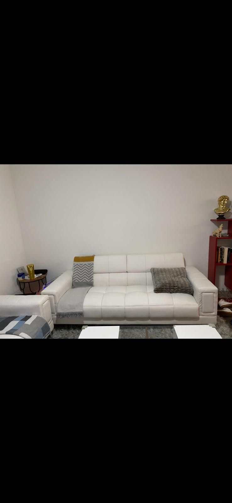 White Leather Couch 