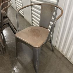 Set of 4 Industrial Metal Dining Chairs - Gunmetal/Rustic Finish