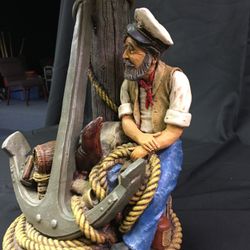 Apsit Brothers of California Table Lamp 1987 Sailor Nautical Handpainted Signed  