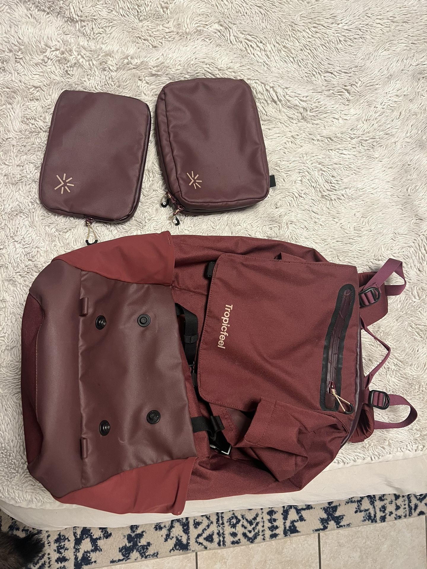 Tropicfeel Shell Travel Backpack w Toiletries Pouch & Tech Pouch