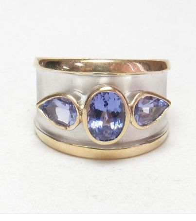 Early 90’s LeVian 14k Yellow & White Gold Tanzanite Ring
