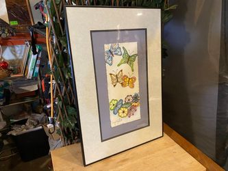 Vintage Butterfly and Floral Motifs Art Piece