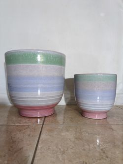 2 Clay Glaze Planters