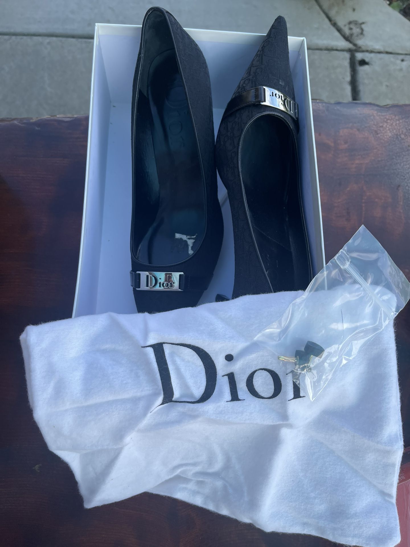 Dior Black And Leather Suede Heel