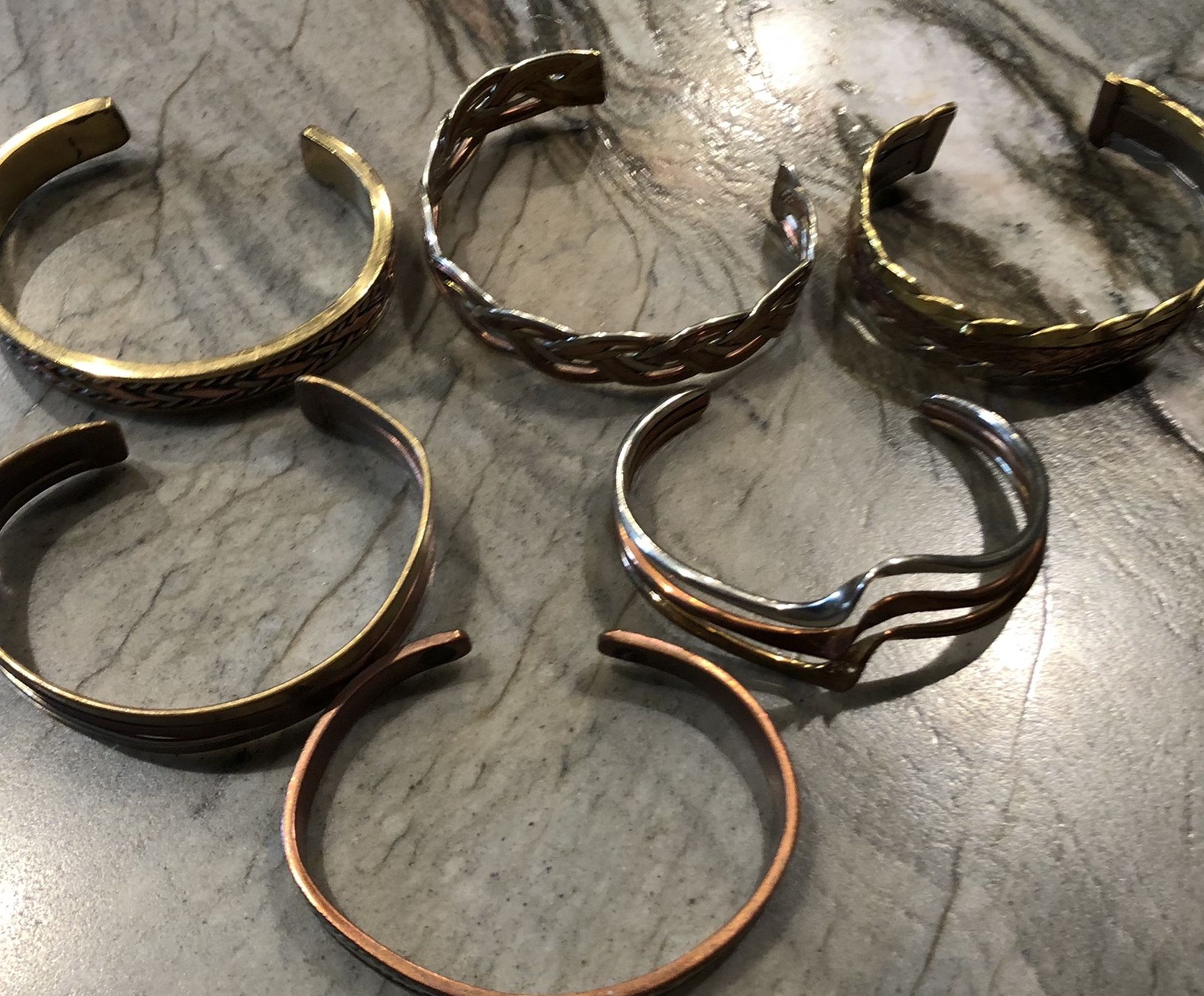Lot of Copper & Brass Cuff Bracelets - Qty 6