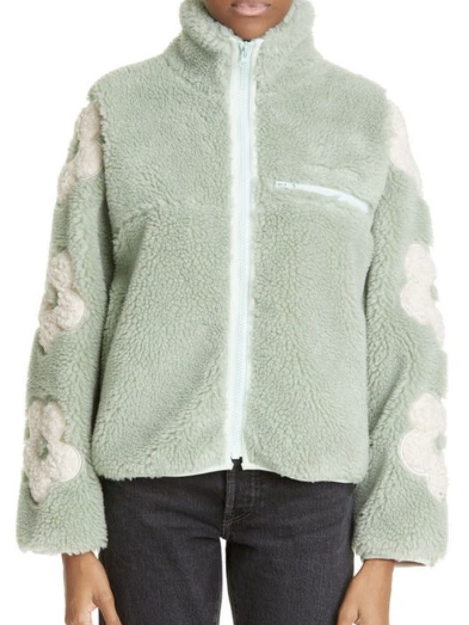 Sandy Liang Grass High Pile Fleece Full Zip Jacket