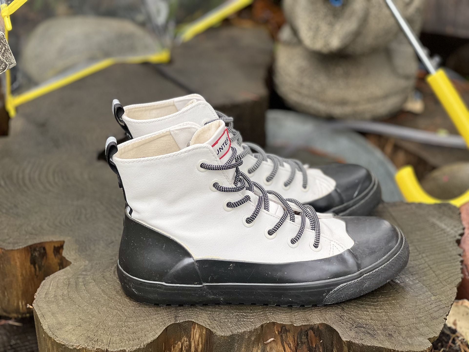 HUNTER CANVAS BOOTS Cream/white