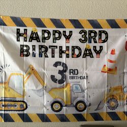 Happy 3rd birthday Construction banners