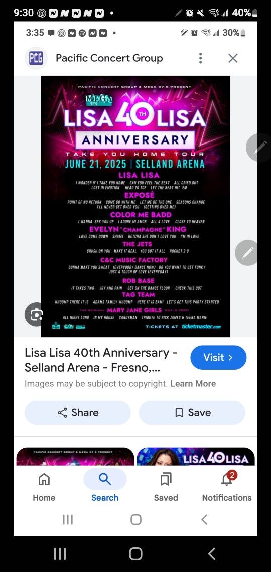 LISA LISA 40TH TICKETS FOR SALE