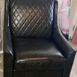 Black Faux Leather Sloped Armchair