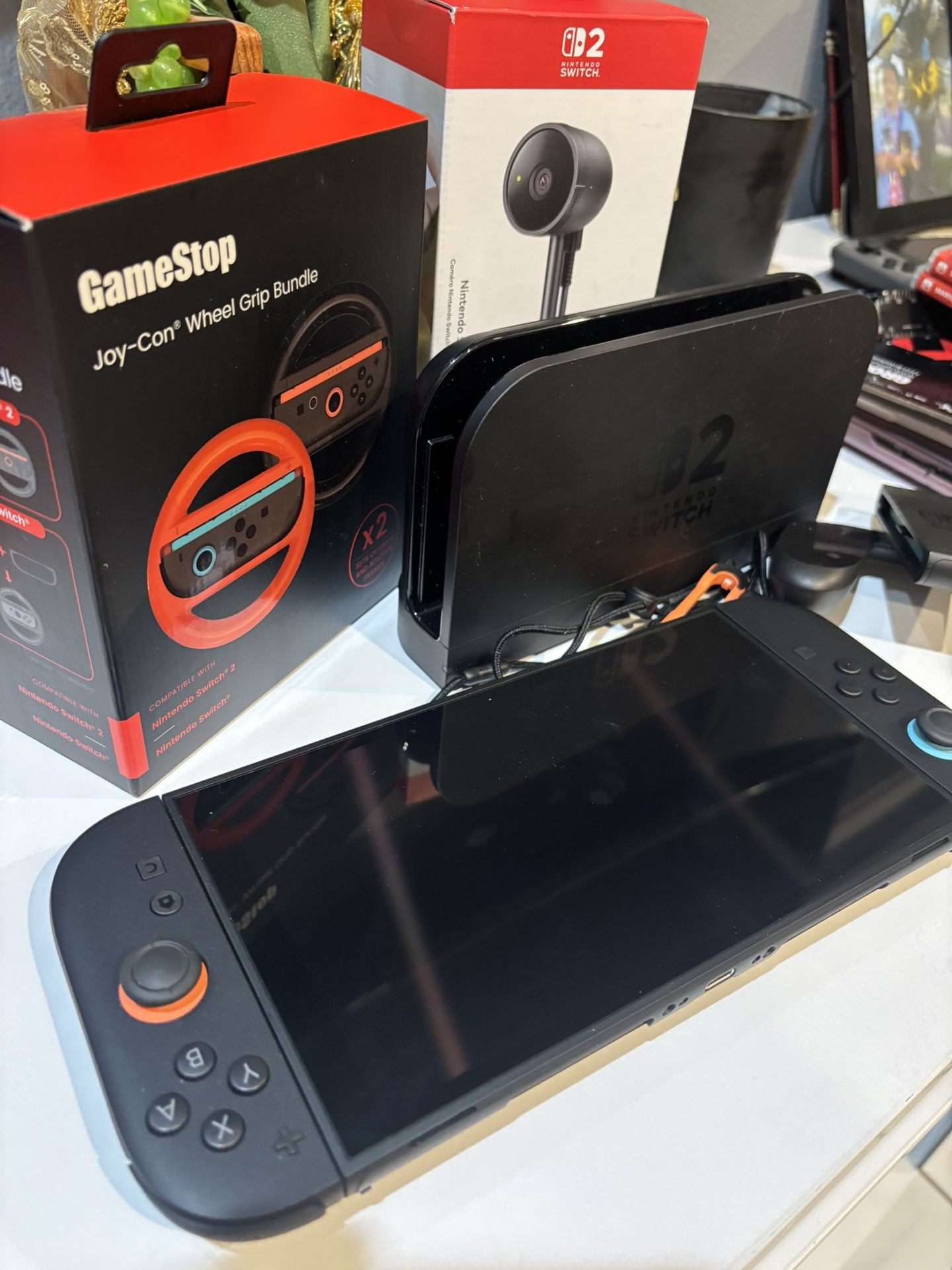 Used Nintendo Switch 2 With Camera And Wheel Grip No Games
