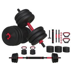 FitRx SmartBell Gym, 60 lbs. 4-in-1 Adjustable Interchangeable Dumbbell, Barbells