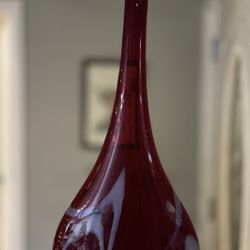 Handmade in Ukraine Red & White 25” Glass Vase  