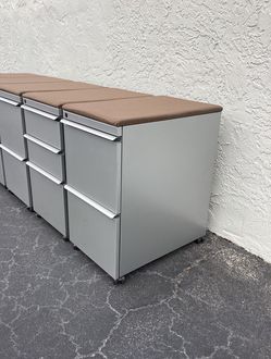 Mobile Metal File Cabinets With Wheels And Cushioned Tops (5 Available) (Delivery Available) Thumbnail