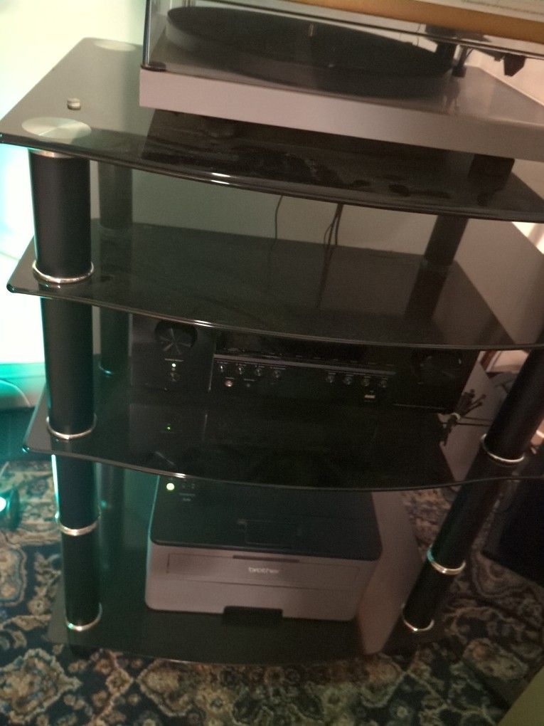 Smoked Glass 4 Tier AV Stand