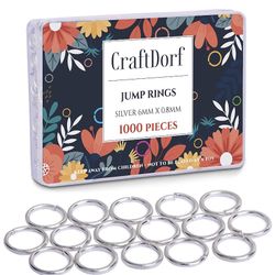  Jump Rings 1000PCS - Silver 6mm Jewelry Connectors for Earrings, Bracelets, Necklaces, Chainmaille, Anklets, DIY Projects and More