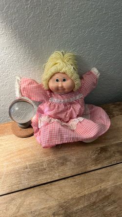 Vintage 1(contact info removed) Cabbage Patch Kids Doll Blonde Hair Pink Plaid Dress