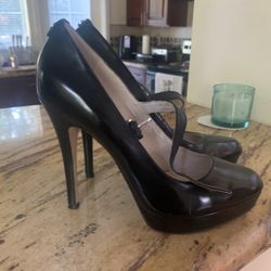 Michael Kors Black Leather Stiletto High Heels Shoes 9M 