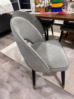 Gray Velvet Accent Chair with Black Legs - 4units