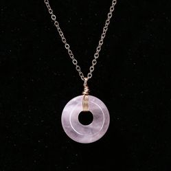 Lavender purple violet circle jade jadeite gold necklace plated pendant