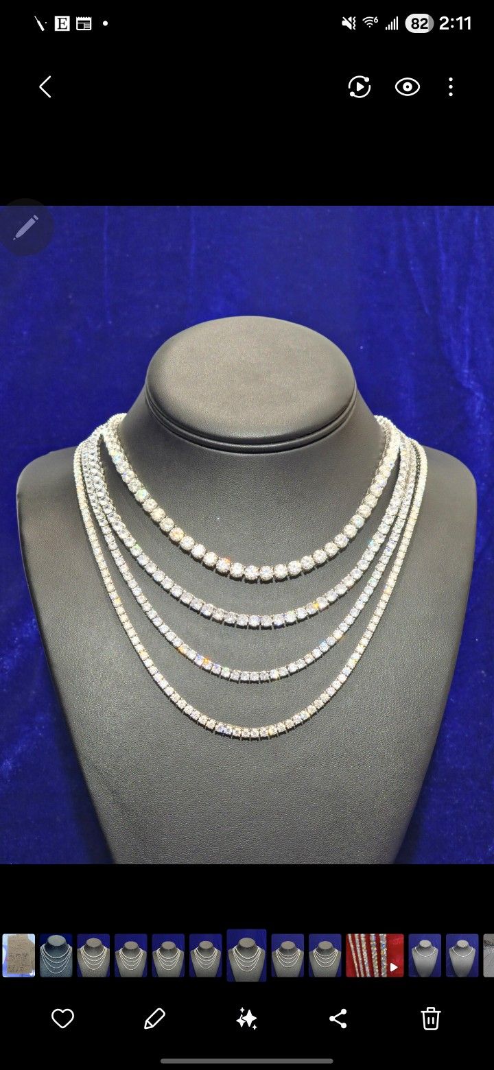 Silver Moissanite Tennis Chains 