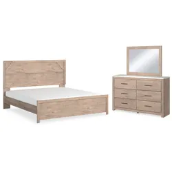 Senniberg King Panel Bed with Mirrored Dresser Extensive Liquidation Event