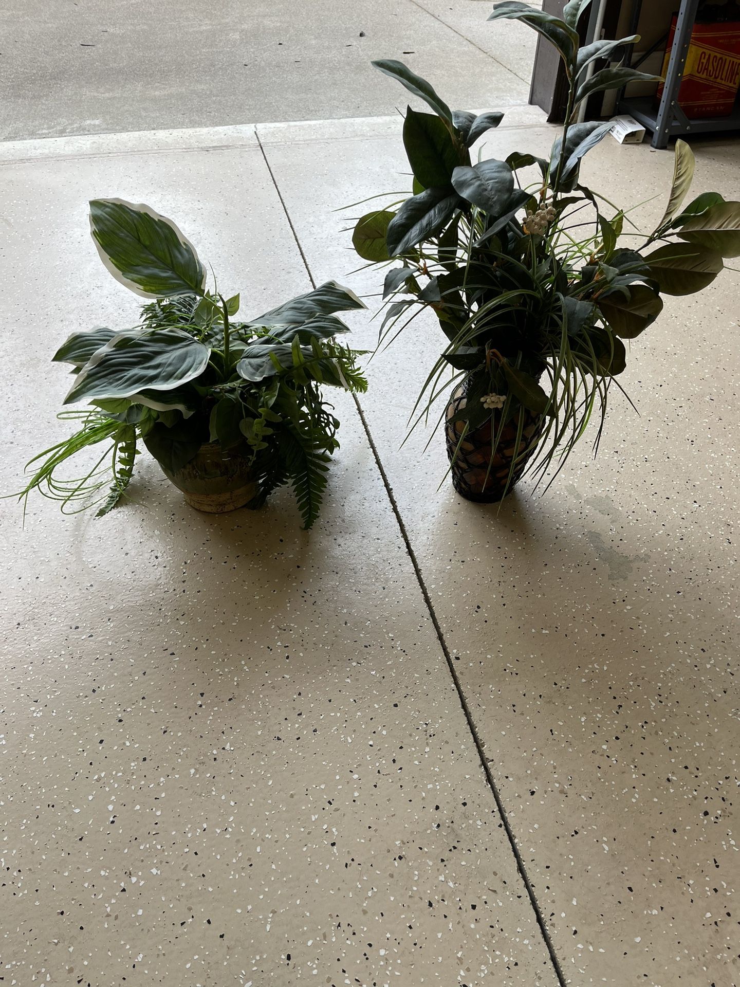 Artificial Plants With Ceramic Vases.