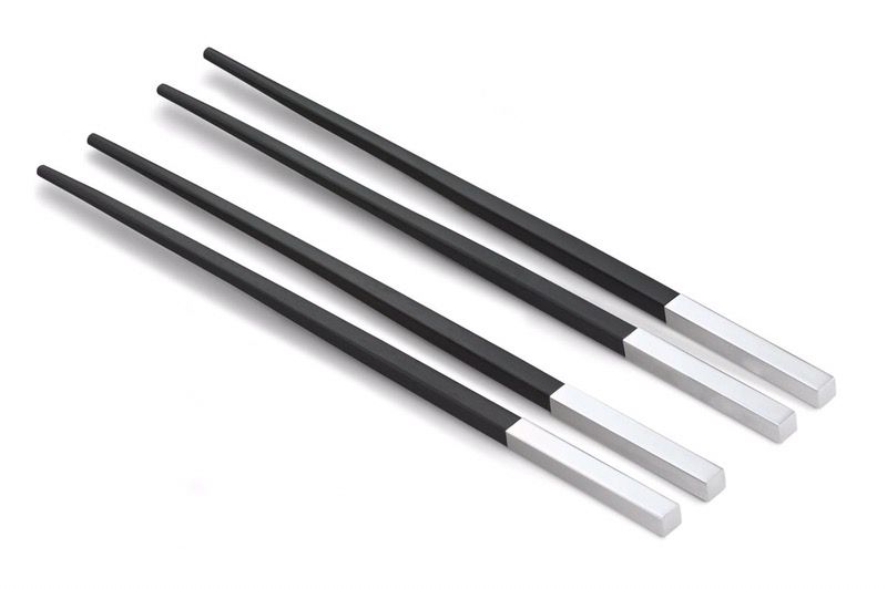 Philippi sandalwood/Nickel chopsticks. Set of 2 pairs.New in box