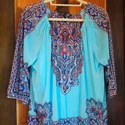 INC INTERNATIONAL Concepts women's Blouse size L bohemian-style Paisley