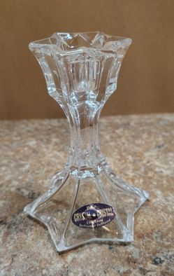 DePlomb 24% Lead Crystal Star Candlestick holder Made in USA