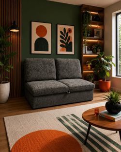 Gray Upholstered Small Sofa for Small Space