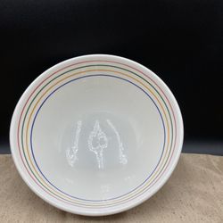 White Bowl With Bright Color Trim Made In Italy 