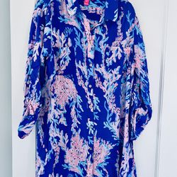 Lilly Pulitzer Natalie Beach Cover Up Shirt Tunic Dress Size XL