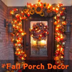 6M / Artificial Fall Garland With Lights Fall Decorations For Home Maples Leafed Fall Lights Wall