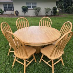 Wood Dining Table & 6 Chairs