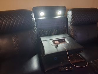 Double Seat Reclinable Sofa with Led Lights And Charger