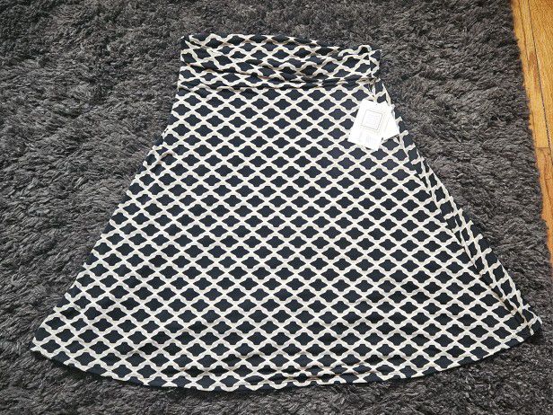 LuLaRoe Azure midi Skirt size large nwt geometric abstract pattern shapes black beige white #Anthropologie #toryburch #laundry