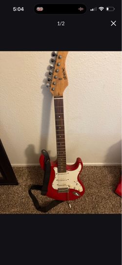 Shine Electric Guitar Red Stratocaster Style